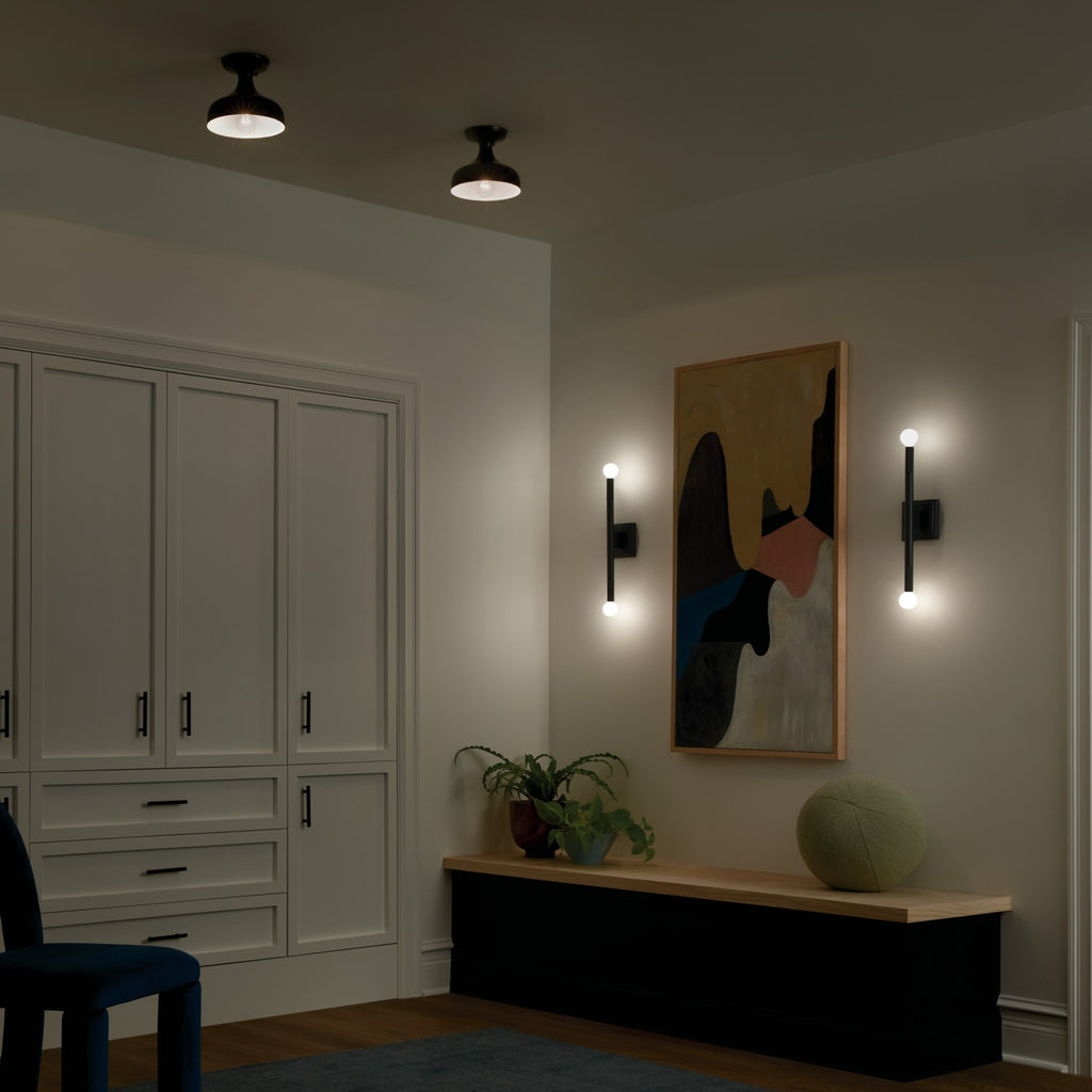 KICHLER 52599BK Sisu 6.75 Inch 1 Light Semi Flush In Black