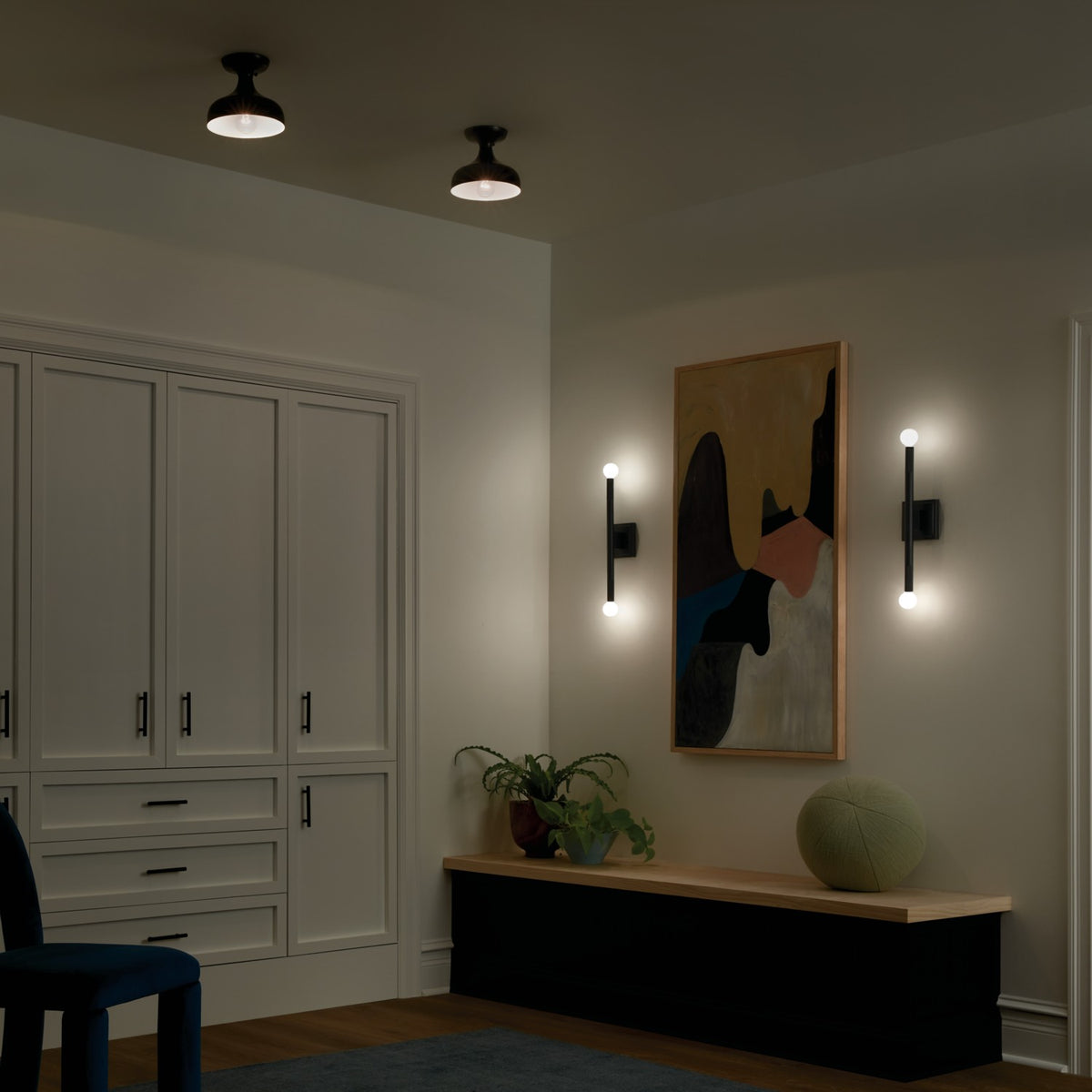 KICHLER 52599BK Sisu 6.75 Inch 1 Light Semi Flush In Black