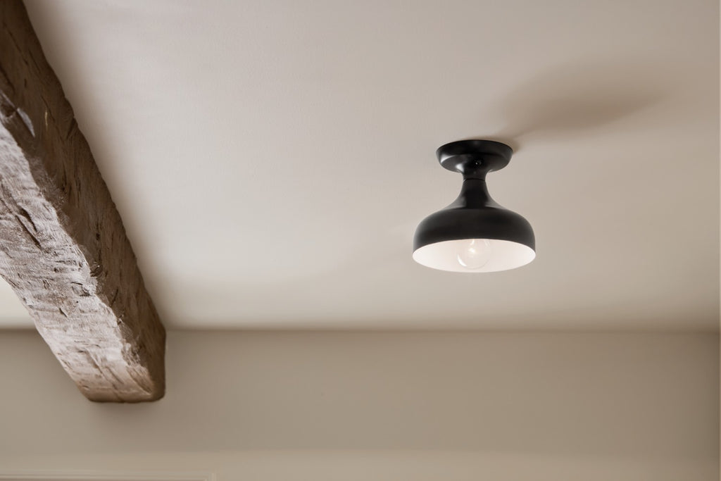 KICHLER 52599BK Sisu 6.75 Inch 1 Light Semi Flush In Black