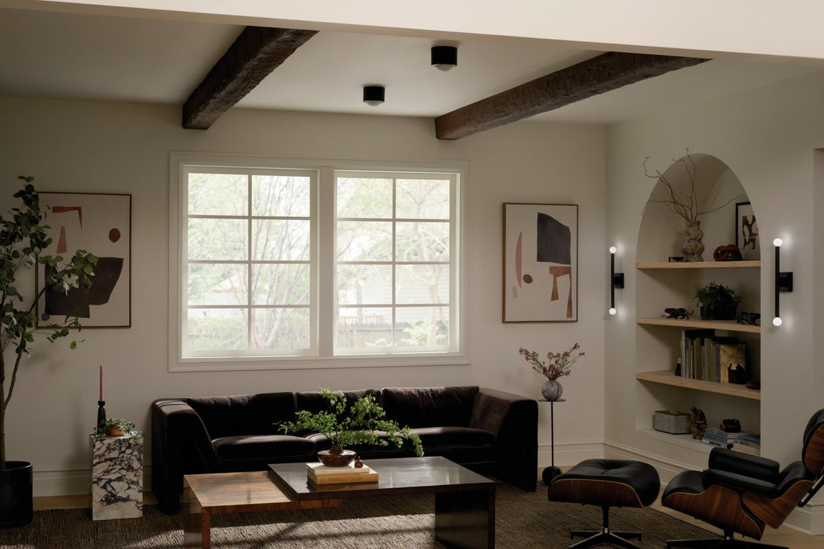 KICHLER 52600BK Tibbi 5.5 Inch 1 Light Led Flush Mount With Satin Etched Cased Opal Glass In Black