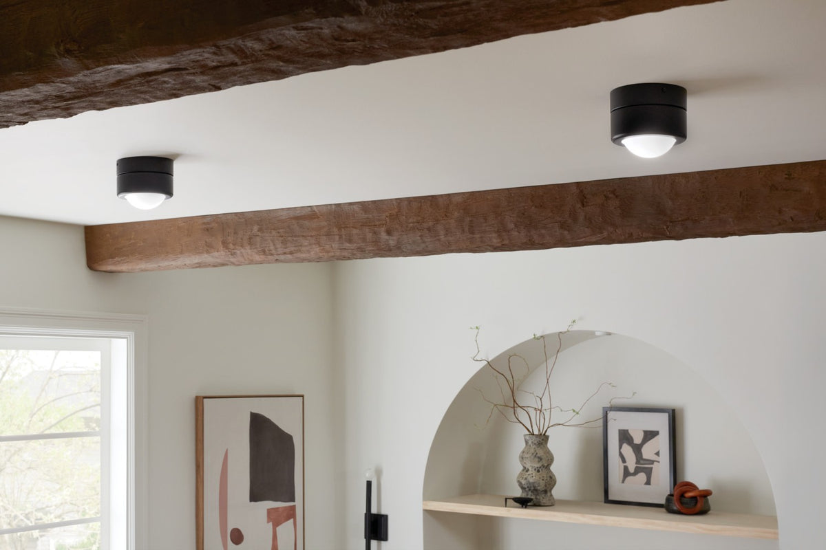 KICHLER 52600BK Tibbi 5.5 Inch 1 Light Led Flush Mount With Satin Etched Cased Opal Glass In Black