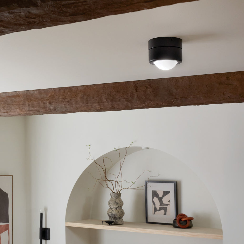 KICHLER 52600BK Tibbi 5.5 Inch 1 Light Led Flush Mount With Satin Etched Cased Opal Glass In Black