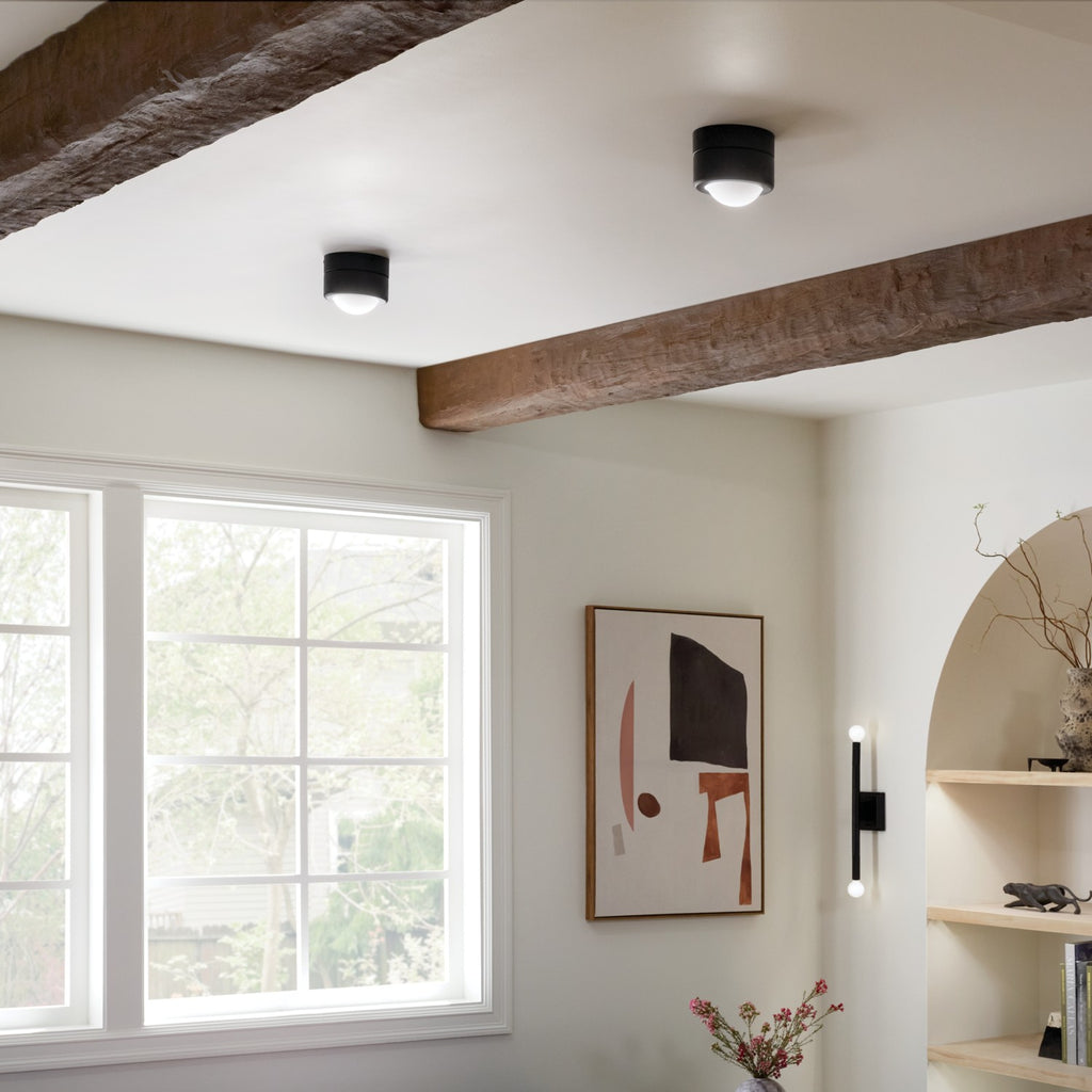KICHLER 52600BK Tibbi 5.5 Inch 1 Light Led Flush Mount With Satin Etched Cased Opal Glass In Black