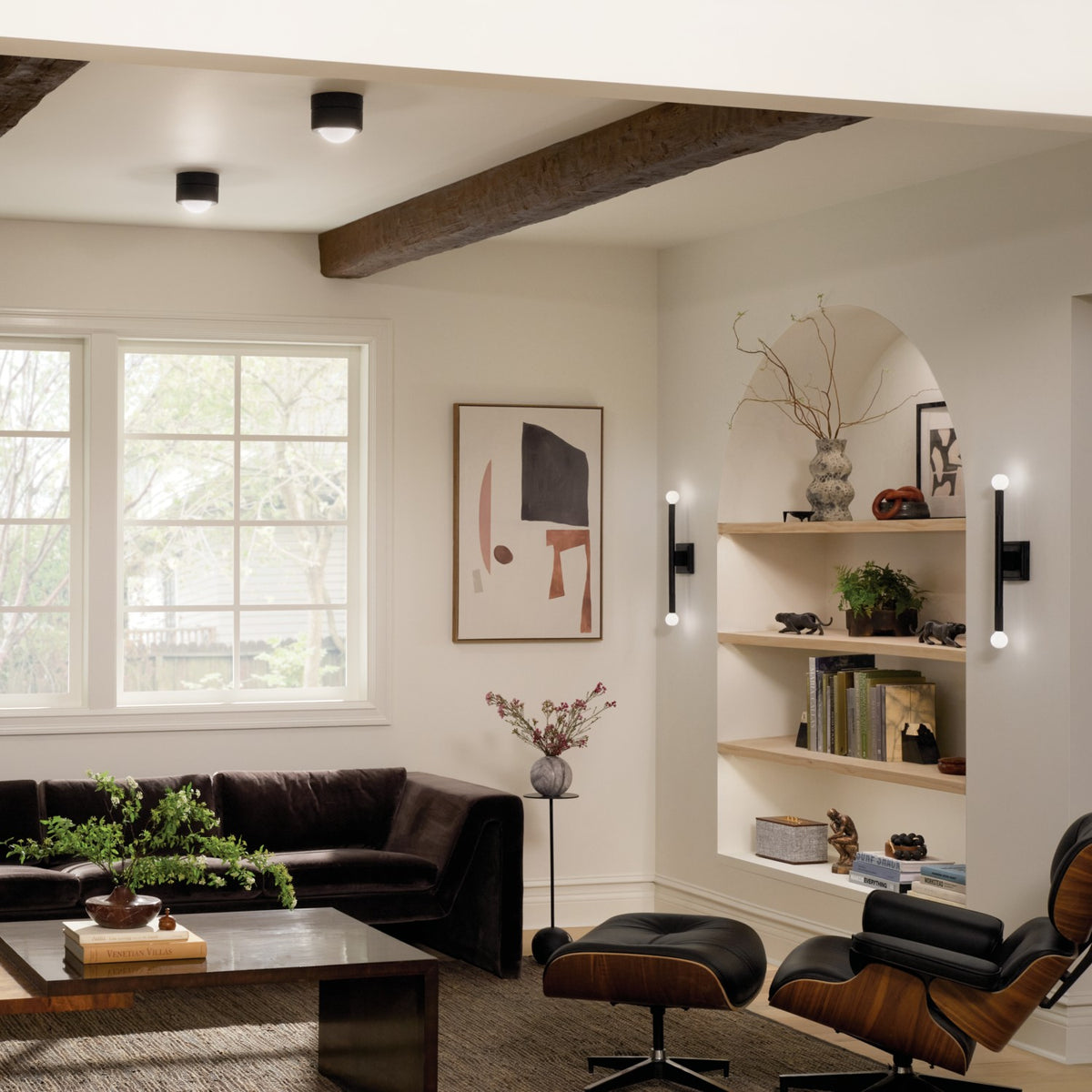 KICHLER 52600BK Tibbi 5.5 Inch 1 Light Led Flush Mount With Satin Etched Cased Opal Glass In Black
