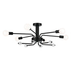 KICHLER 52602BK Ocala 41.25 Inch 6 Light Flush Mount With Clear Crystal In Black