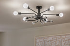 KICHLER 52602BK Ocala 41.25 Inch 6 Light Flush Mount With Clear Crystal In Black