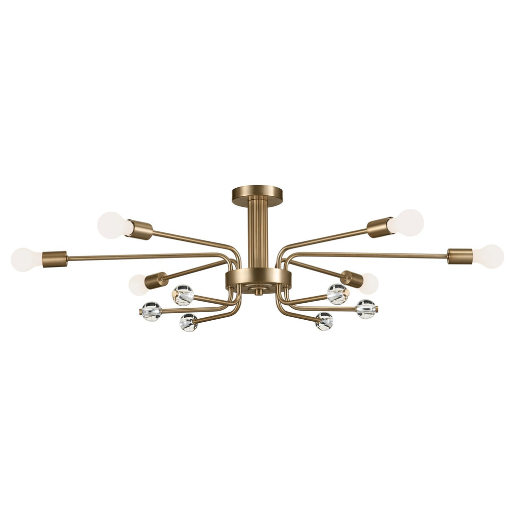 KICHLER 52602CPZ Ocala 41.25 Inch 6 Light Flush Mount With Clear Crystal In Champagne Bronze