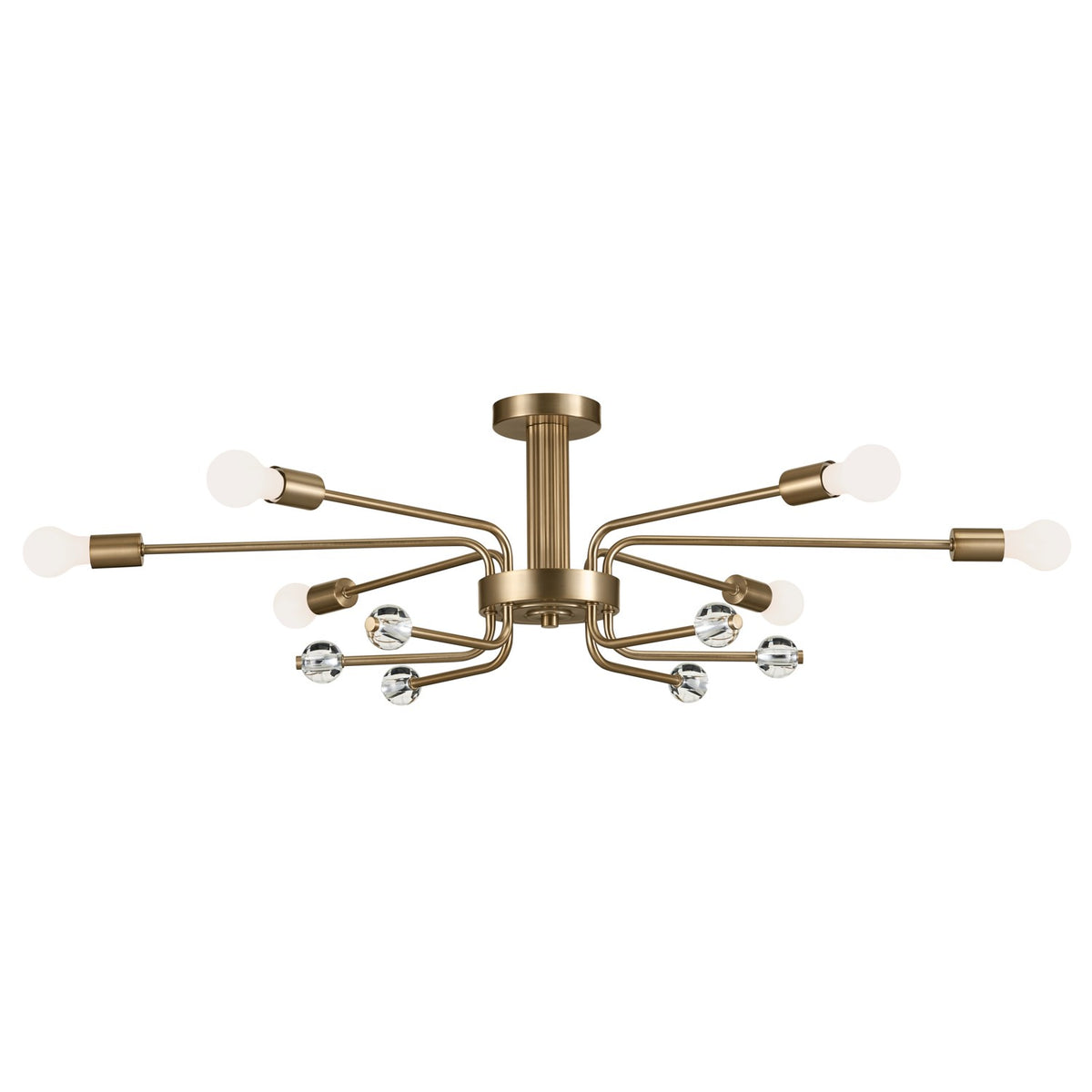 KICHLER 52602CPZ Ocala 41.25 Inch 6 Light Flush Mount With Clear Crystal In Champagne Bronze