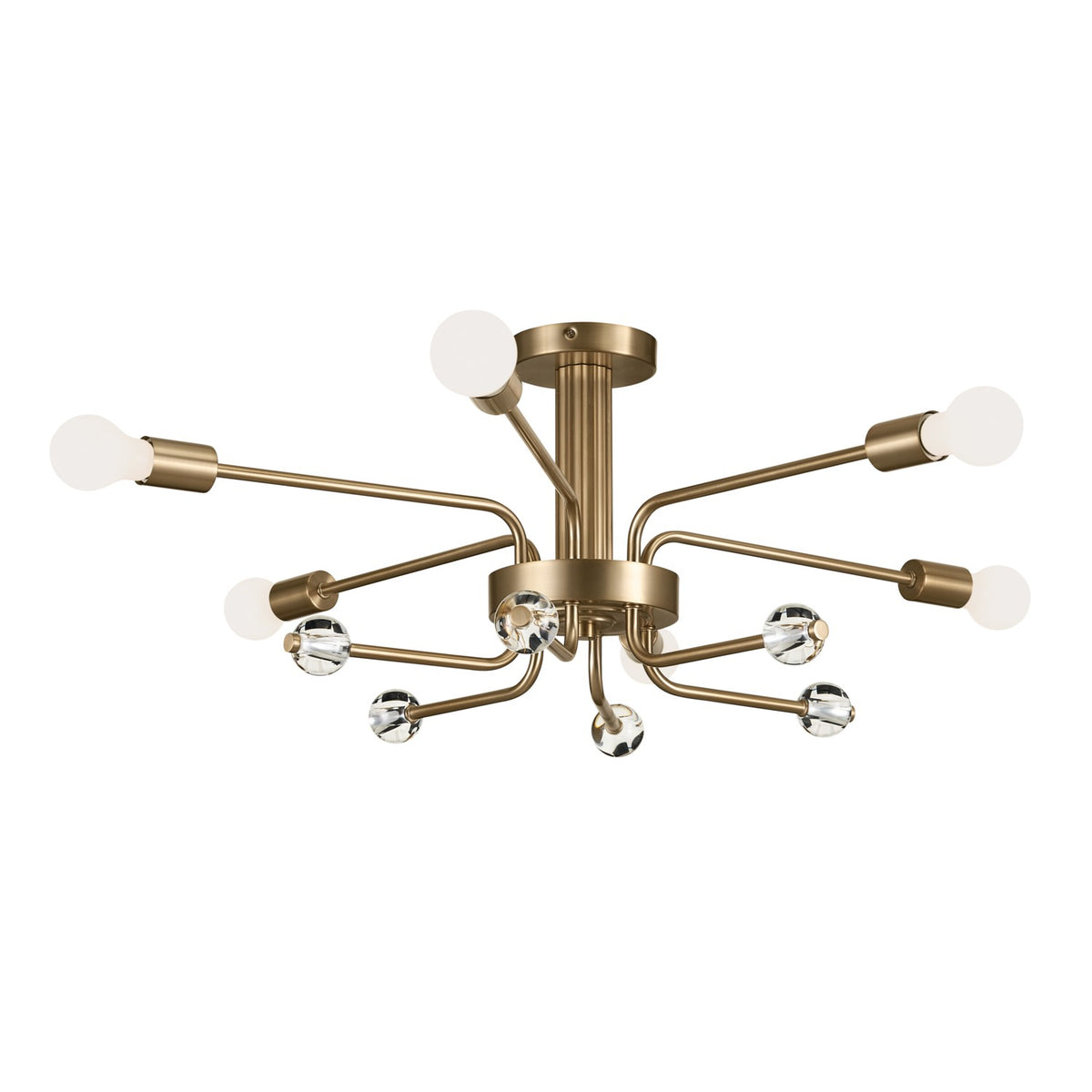 KICHLER 52602CPZ Ocala 41.25 Inch 6 Light Flush Mount With Clear Crystal In Champagne Bronze