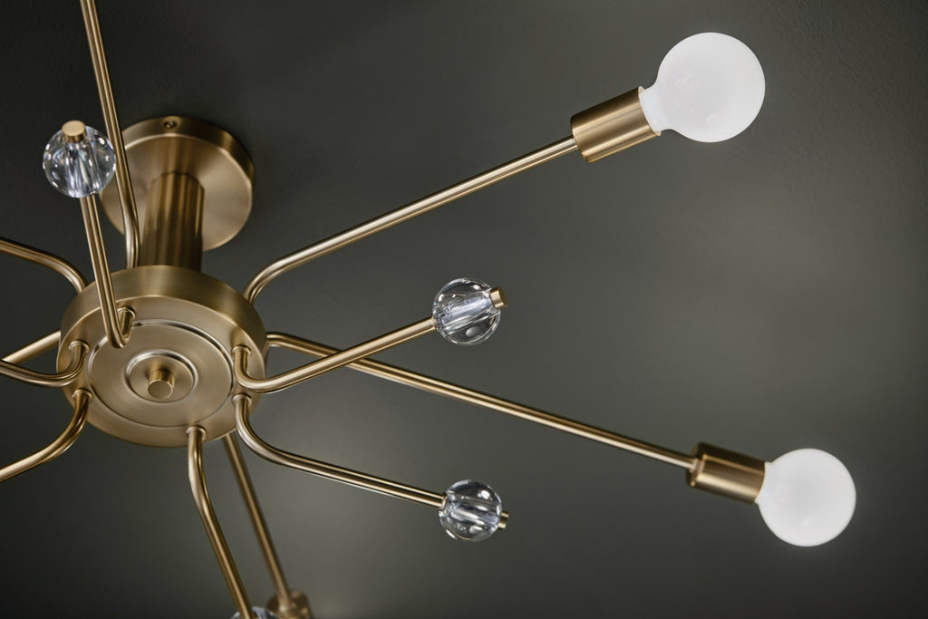 KICHLER 52602CPZ Ocala 41.25 Inch 6 Light Flush Mount With Clear Crystal In Champagne Bronze