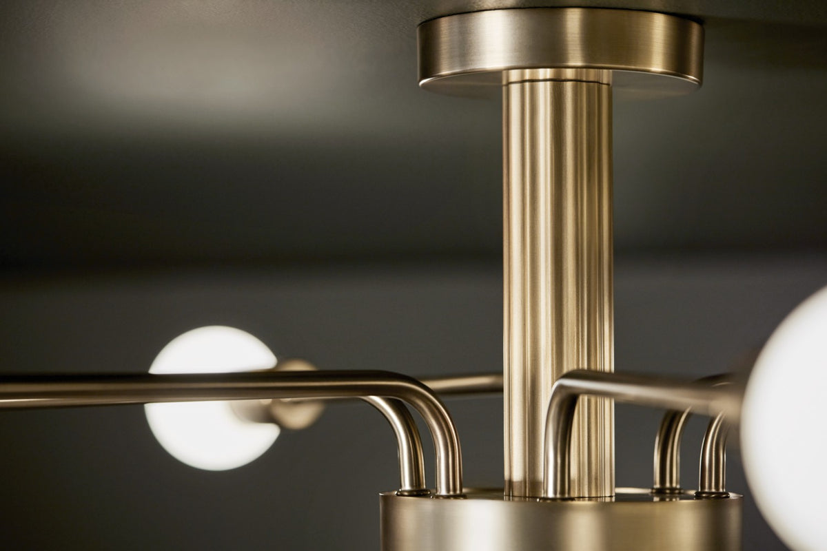 KICHLER 52602CPZ Ocala 41.25 Inch 6 Light Flush Mount With Clear Crystal In Champagne Bronze