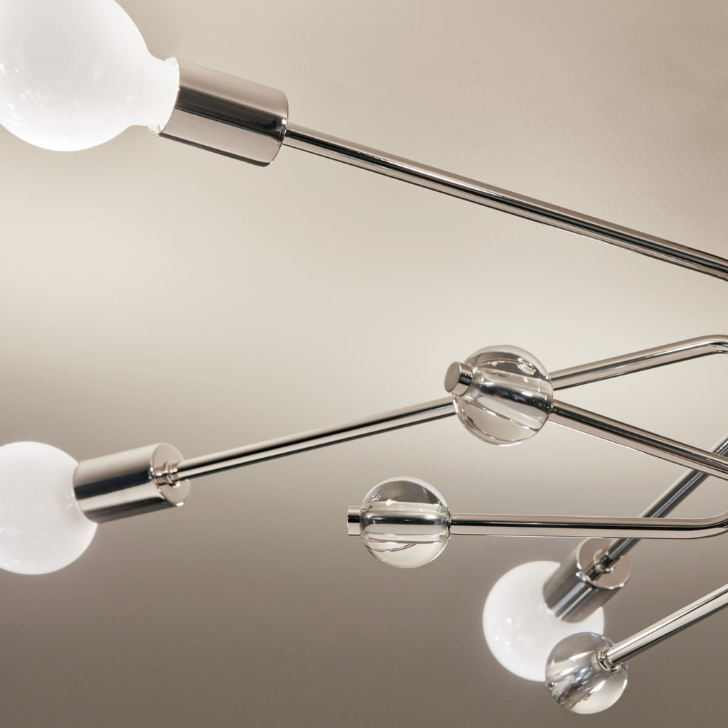 KICHLER 52602PN Ocala 41.25 Inch 6 Light Flush Mount With Clear Crystal In Polished Nickel