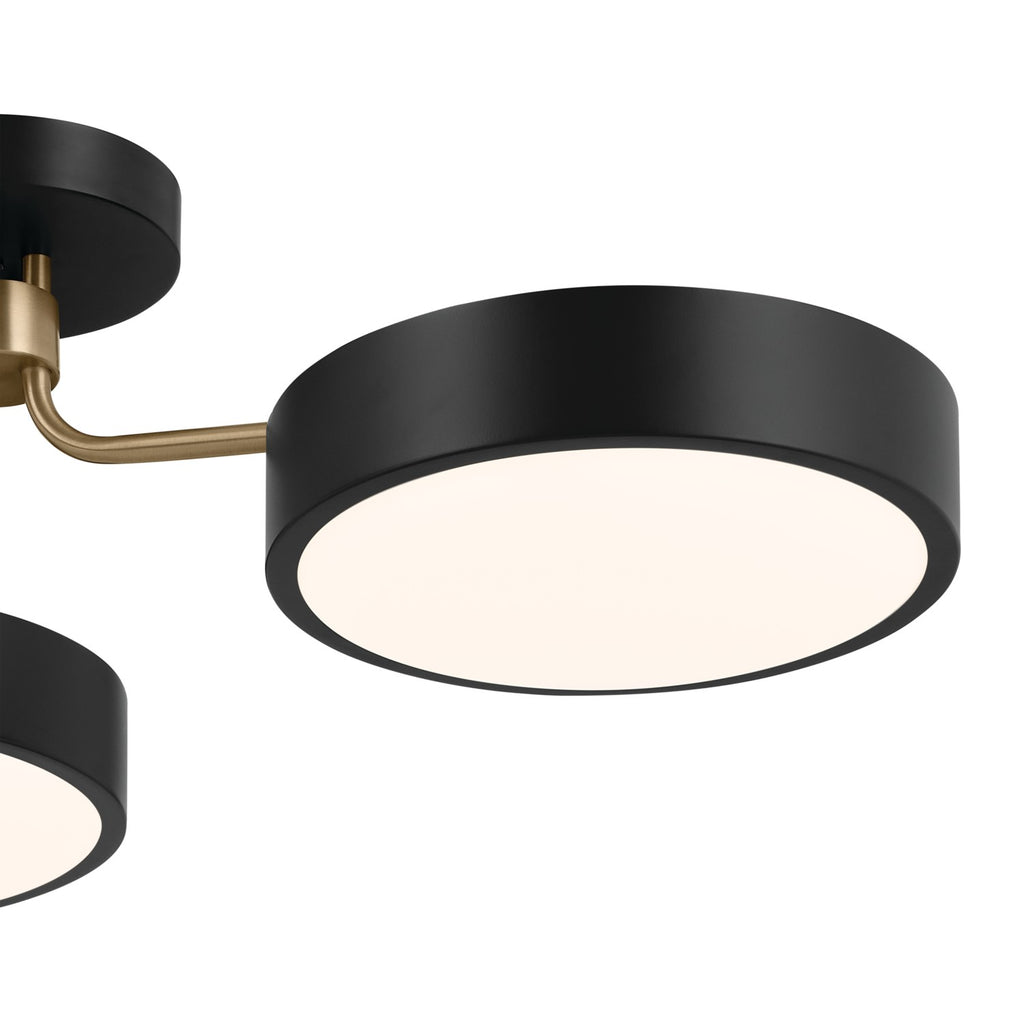 KICHLER 52604BKCPZ Sago 40 Inch 3 Light Semi Flush With Clear Acrylic With Inside Satin Etch In Black And Champagne Bronze