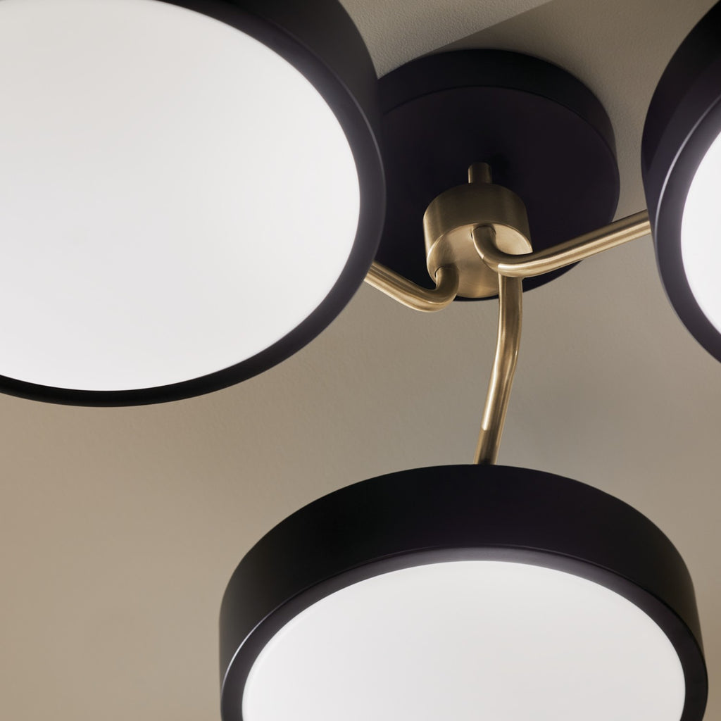 KICHLER 52604BKCPZ Sago 40 Inch 3 Light Semi Flush With Clear Acrylic With Inside Satin Etch In Black And Champagne Bronze