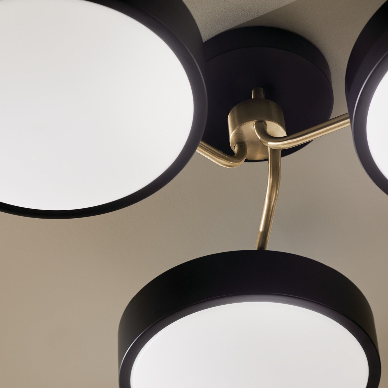 KICHLER 52604BKCPZ Sago 40 Inch 3 Light Semi Flush With Clear Acrylic With Inside Satin Etch In Black And Champagne Bronze