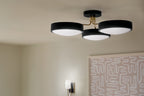 KICHLER 52604BKCPZ Sago 40 Inch 3 Light Semi Flush With Clear Acrylic With Inside Satin Etch In Black And Champagne Bronze