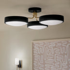 KICHLER 52604BKCPZ Sago 40 Inch 3 Light Semi Flush With Clear Acrylic With Inside Satin Etch In Black And Champagne Bronze