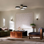 KICHLER 52604BKCPZ Sago 40 Inch 3 Light Semi Flush With Clear Acrylic With Inside Satin Etch In Black And Champagne Bronze