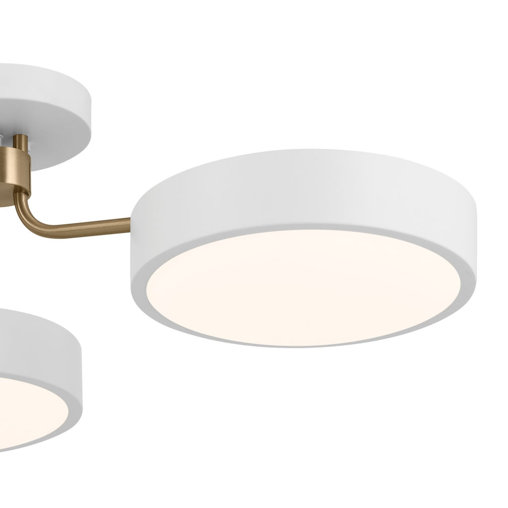 KICHLER 52604WHCPZ Sago 40 Inch 3 Light Semi Flush With Clear Acrylic With Inside Satin Etch In White And Champagne Bronze