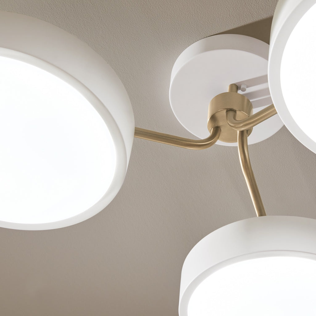 KICHLER 52604WHCPZ Sago 40 Inch 3 Light Semi Flush With Clear Acrylic With Inside Satin Etch In White And Champagne Bronze