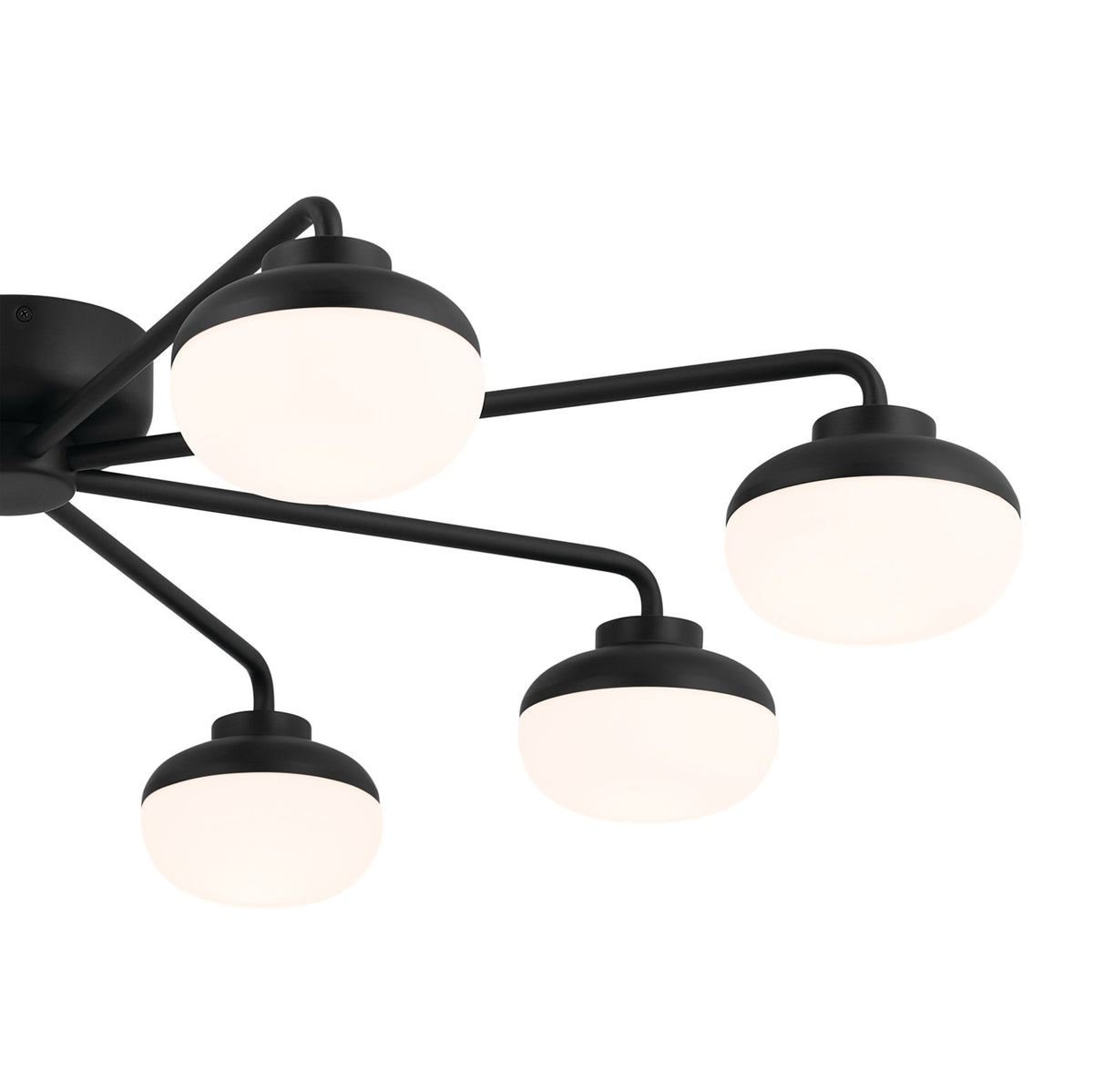 KICHLER 52608BK Remy 40.75 Inch 8 Light Led Flush Mount With Satin Etched Cased Opal Glass In Black
