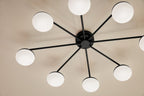 KICHLER 52608BK Remy 40.75 Inch 8 Light Led Flush Mount With Satin Etched Cased Opal Glass In Black