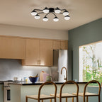 KICHLER 52608BK Remy 40.75 Inch 8 Light Led Flush Mount With Satin Etched Cased Opal Glass In Black