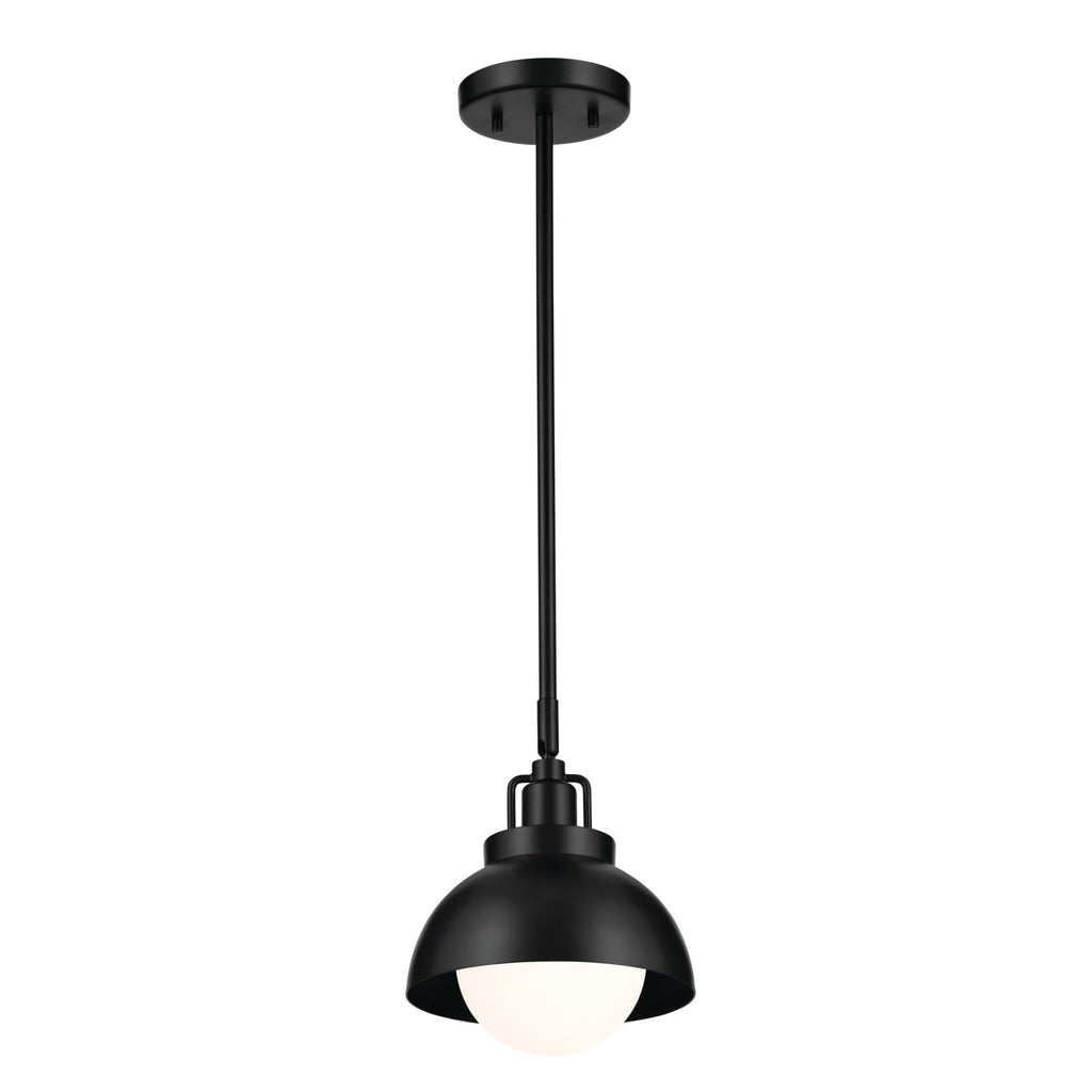 KICHLER 52601BK Niva 11.25 Inch 1 Light Convertible Semi Flush With Satin Etched Cased Opal Glass In Black