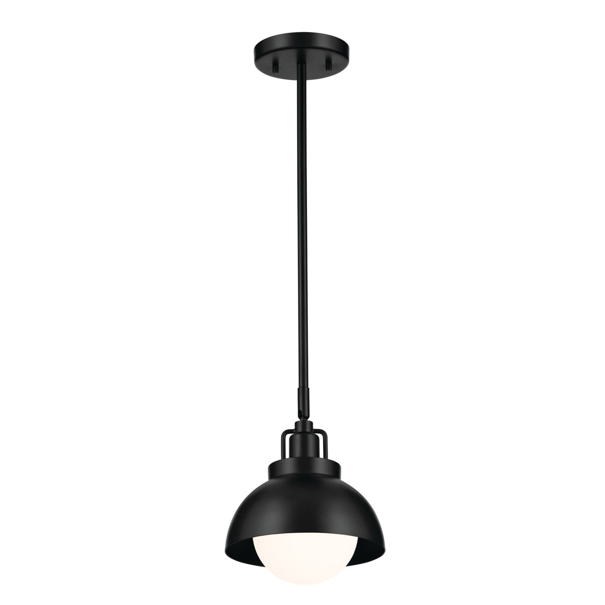 KICHLER 52601BK Niva 11.25 Inch 1 Light Convertible Semi Flush With Satin Etched Cased Opal Glass In Black