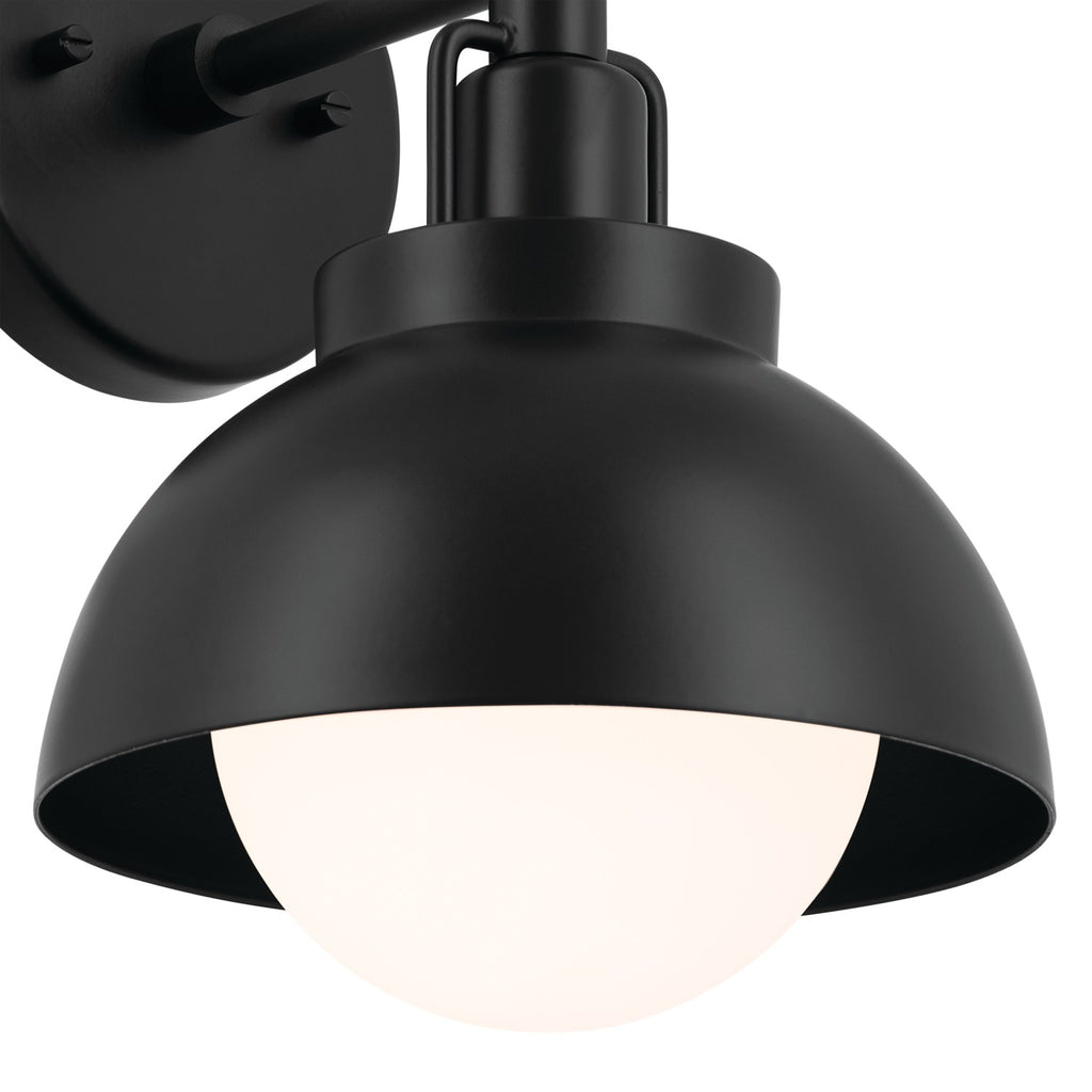 KICHLER 52601BK Niva 11.25 Inch 1 Light Convertible Semi Flush With Satin Etched Cased Opal Glass In Black