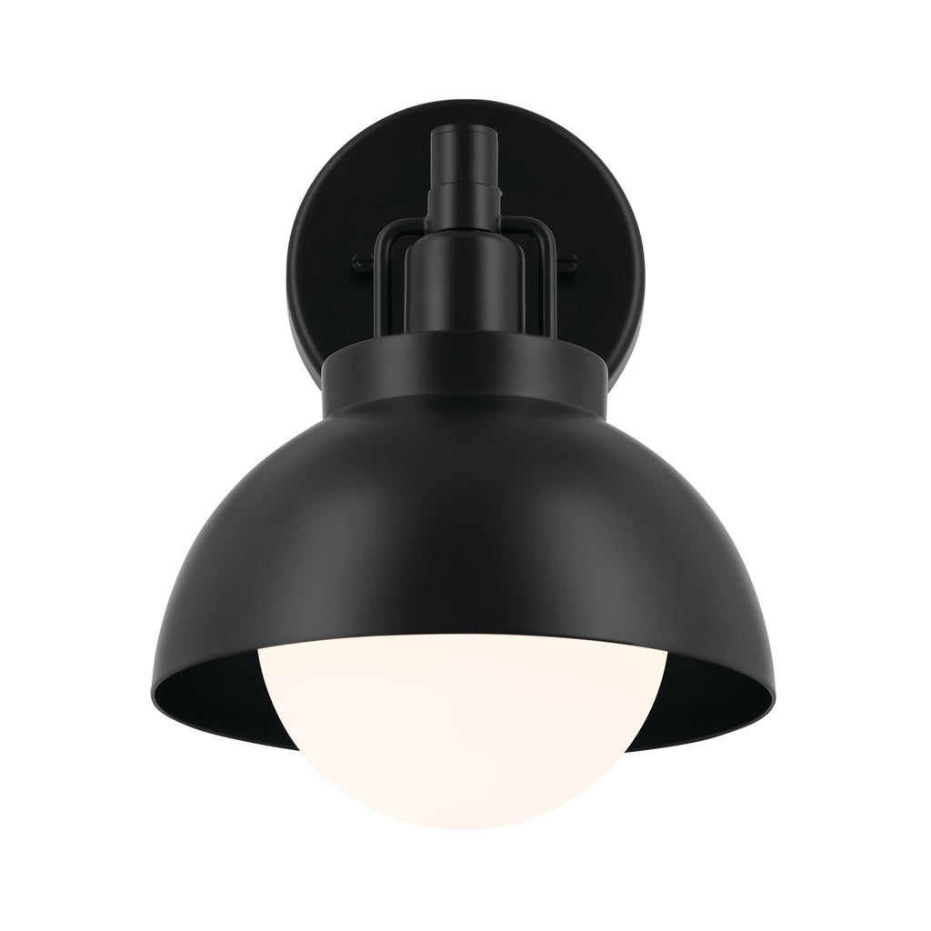 KICHLER 52601BK Niva 11.25 Inch 1 Light Convertible Semi Flush With Satin Etched Cased Opal Glass In Black