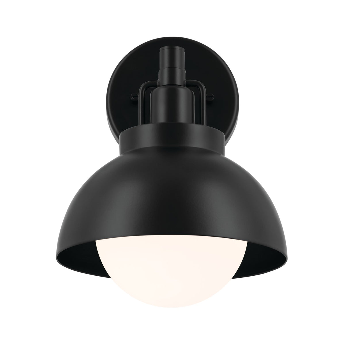 KICHLER 52601BK Niva 11.25 Inch 1 Light Convertible Semi Flush With Satin Etched Cased Opal Glass In Black