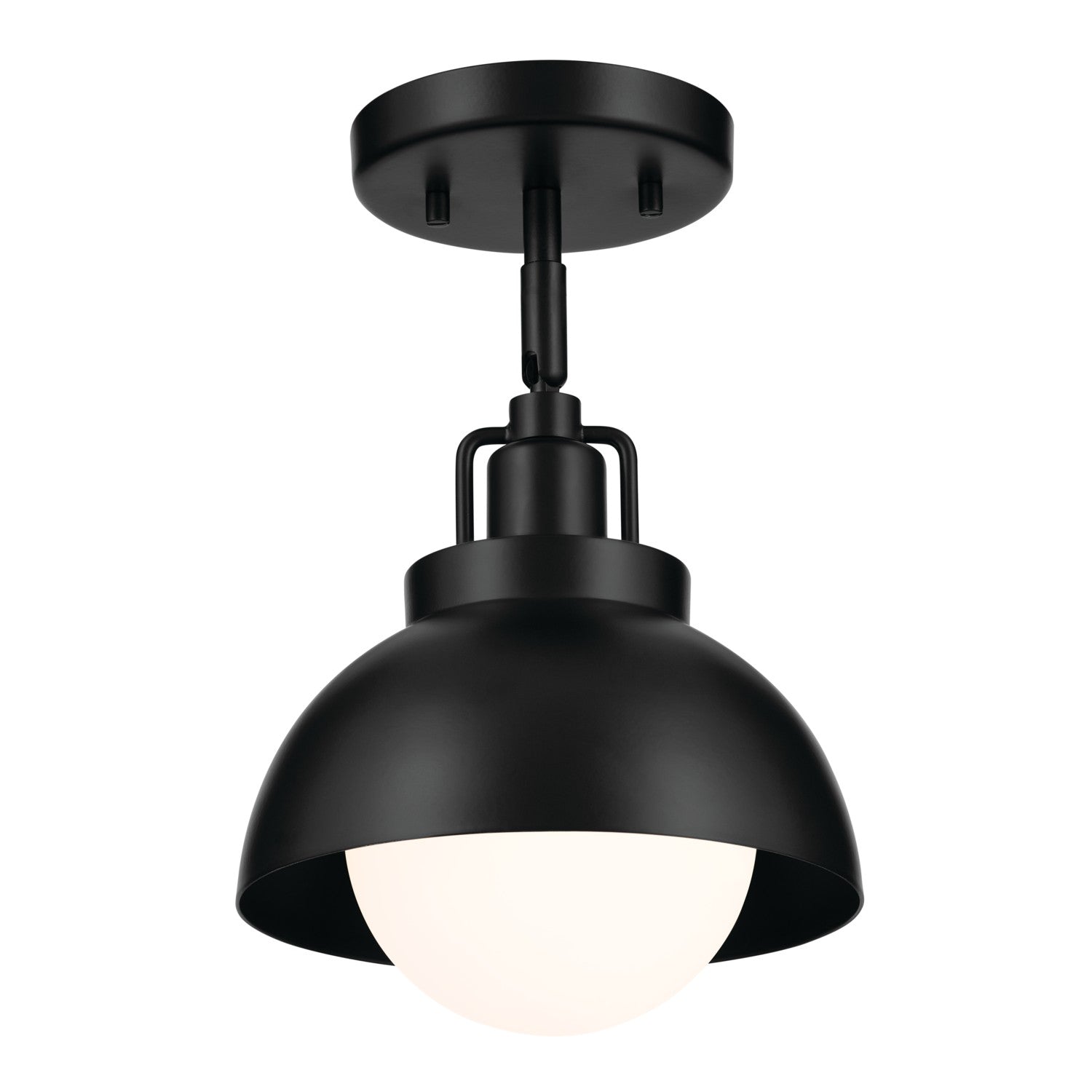 KICHLER 52601BK Niva 11.25 Inch 1 Light Convertible Semi Flush With Satin Etched Cased Opal Glass In Black