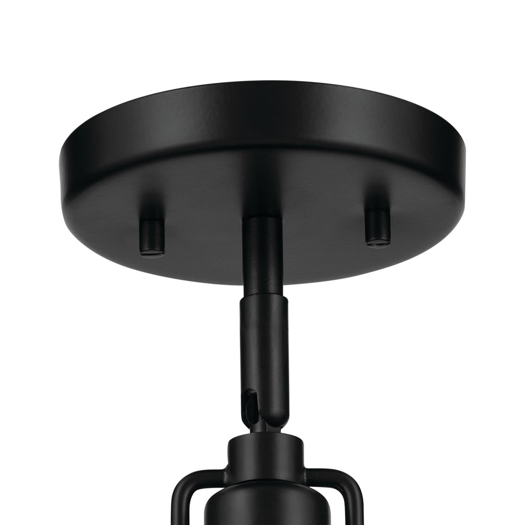 KICHLER 52601BK Niva 11.25 Inch 1 Light Convertible Semi Flush With Satin Etched Cased Opal Glass In Black