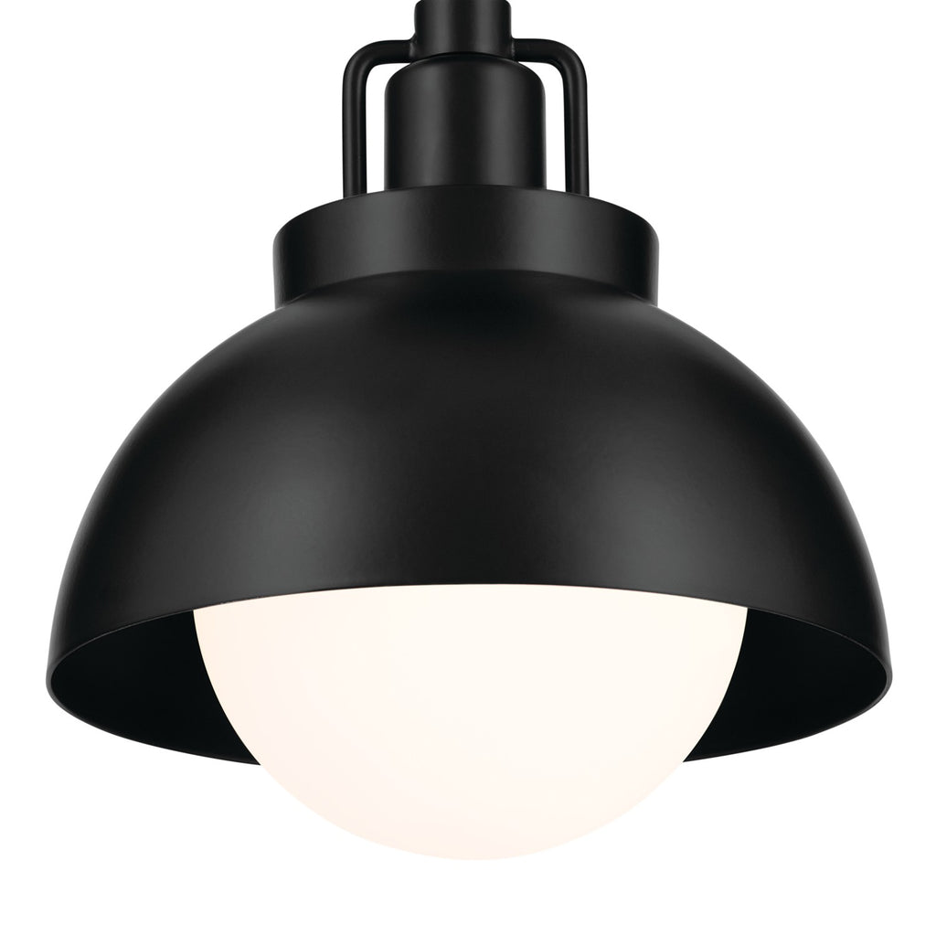 KICHLER 52601BK Niva 11.25 Inch 1 Light Convertible Semi Flush With Satin Etched Cased Opal Glass In Black