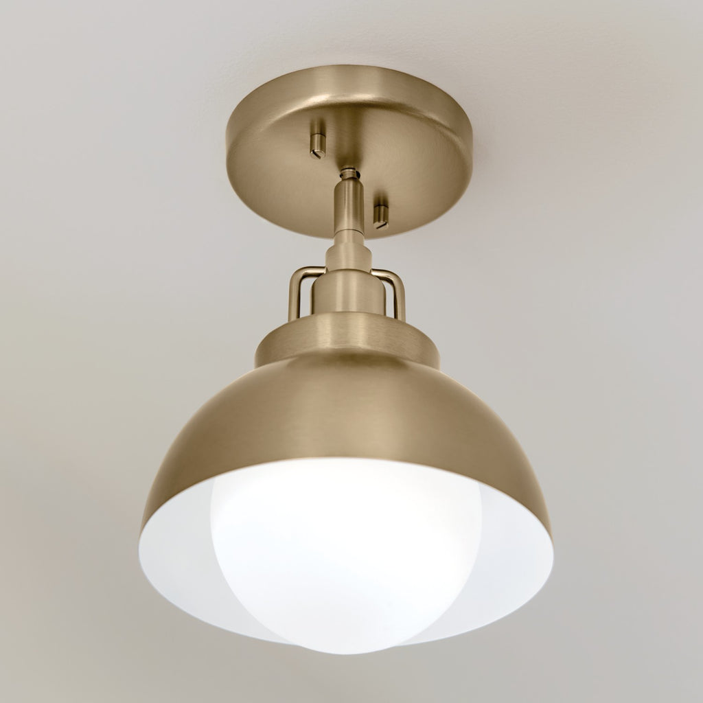 KICHLER 52601CPZ Niva 11.25 Inch 1 Light Convertible Semi Flush With Satin Etched Cased Opal Glass In Champagne Bronze