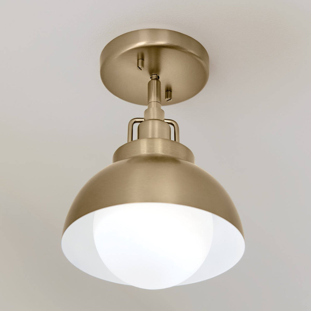 KICHLER 52601CPZ Niva 11.25 Inch 1 Light Convertible Semi Flush With Satin Etched Cased Opal Glass In Champagne Bronze