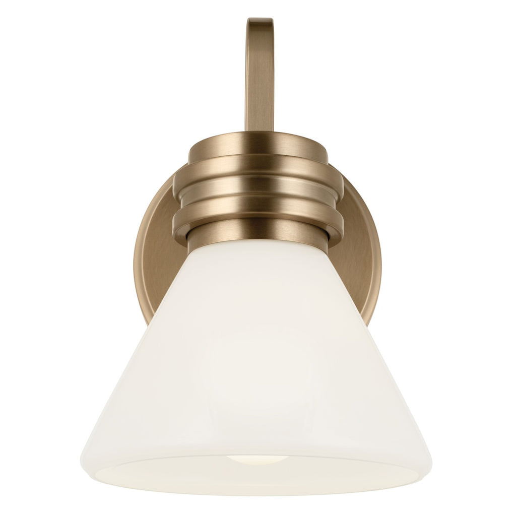 KICHLER 55153CPZ Farum 9.5 Inch 1 Light Wall Sconce With Opal Glass In Champagne Bronze