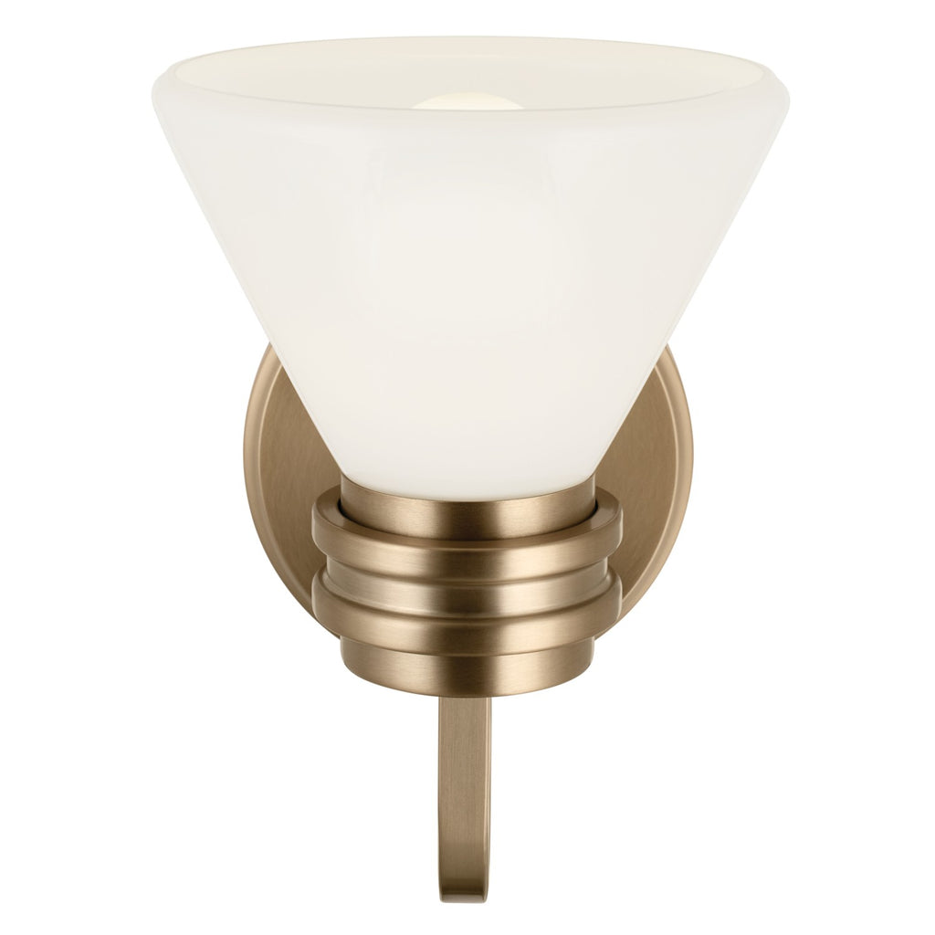 KICHLER 55153CPZ Farum 9.5 Inch 1 Light Wall Sconce With Opal Glass In Champagne Bronze