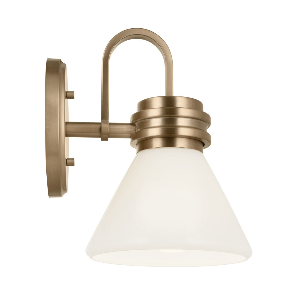 KICHLER 55153CPZ Farum 9.5 Inch 1 Light Wall Sconce With Opal Glass In Champagne Bronze
