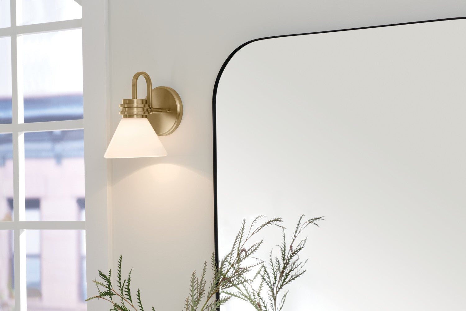 KICHLER 55153CPZ Farum 9.5 Inch 1 Light Wall Sconce With Opal Glass In Champagne Bronze