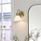 KICHLER 55153CPZ Farum 9.5 Inch 1 Light Wall Sconce With Opal Glass In Champagne Bronze