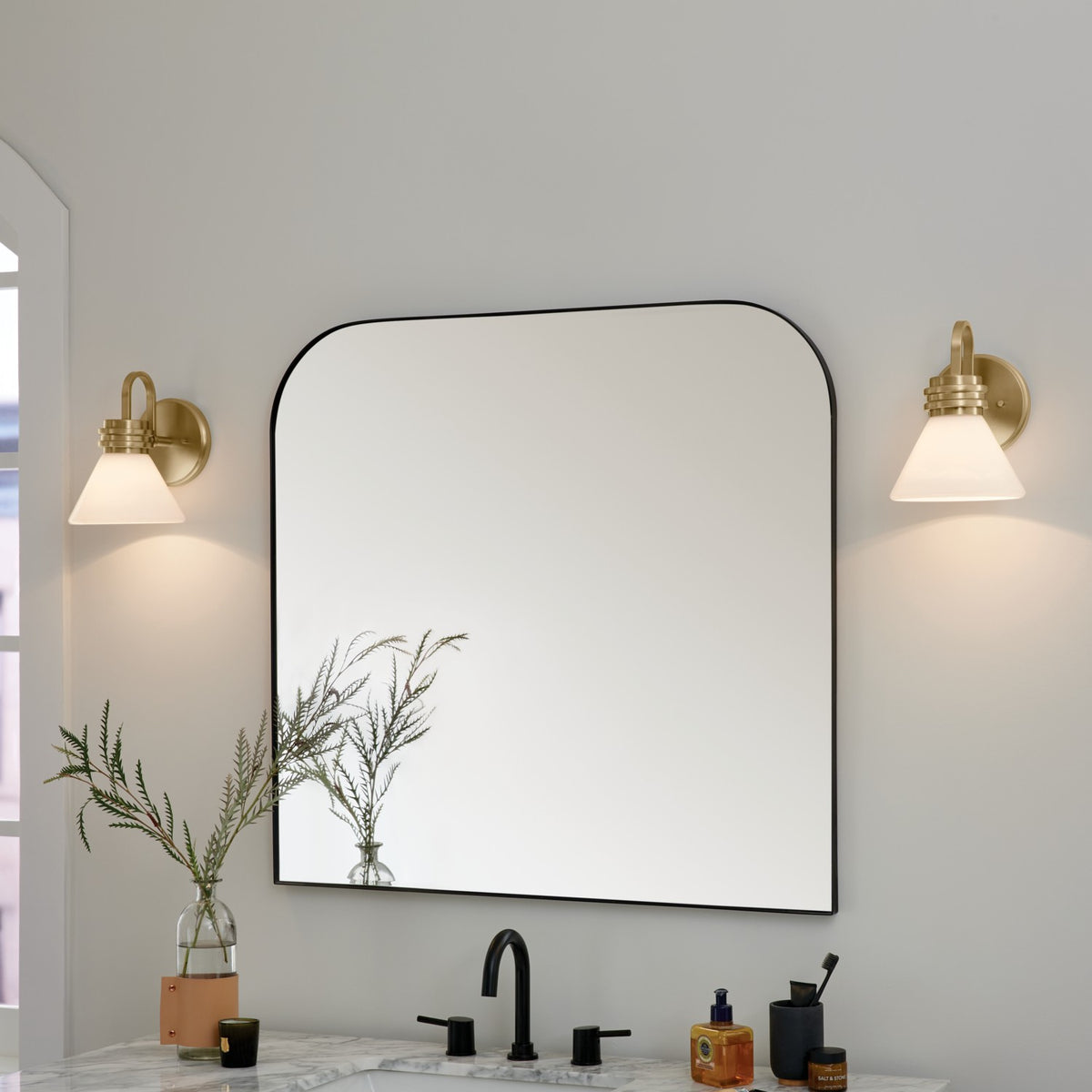 KICHLER 55153CPZ Farum 9.5 Inch 1 Light Wall Sconce With Opal Glass In Champagne Bronze