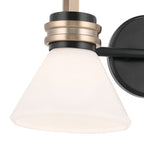KICHLER 55154BK Farum 19.25 Inch 2 Light Vanity With Opal Glass In Black With Champagne Bronze
