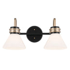 KICHLER 55154BK Farum 19.25 Inch 2 Light Vanity With Opal Glass In Black With Champagne Bronze