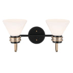 KICHLER 55154BK Farum 19.25 Inch 2 Light Vanity With Opal Glass In Black With Champagne Bronze
