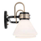 KICHLER 55154BK Farum 19.25 Inch 2 Light Vanity With Opal Glass In Black With Champagne Bronze