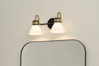 KICHLER 55154BK Farum 19.25 Inch 2 Light Vanity With Opal Glass In Black With Champagne Bronze