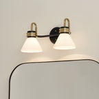 KICHLER 55154BK Farum 19.25 Inch 2 Light Vanity With Opal Glass In Black With Champagne Bronze