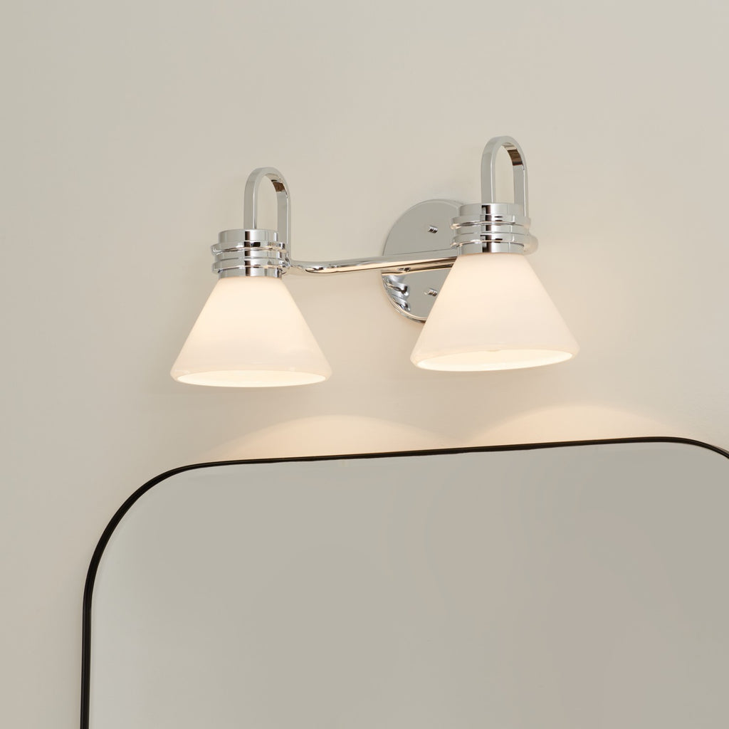KICHLER 55154CH Farum 19.25 Inch 2 Light Vanity With Opal Glass In Chrome